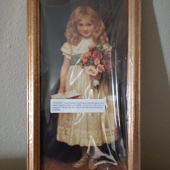 Wall Decor Little Girl With Flowers Picture In Frame Poshmark